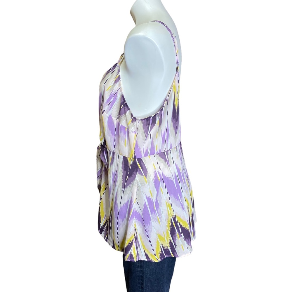 TORRID Peplum Tank Top Georgette Tie Front Cami Abstract Size 00 - Picture 5 of 13